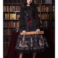 Nightingale and Rose Birdcage Black Red Gothic Goth Girl Strap Dress - Thumbnail 4