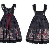 Nightingale and Rose Birdcage Black Red Gothic Goth Girl Strap Dress - Thumbnail 8