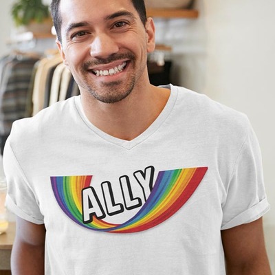 Ally rainbow unisex v-neck t-shirt - Thumbnail 2