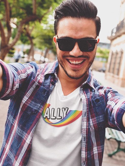 ALLY Rainbow Unisex V-neck T-shirt