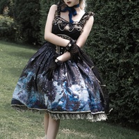Dark Witch Starry Sky Rising Sun Goldfish Blue Black Gold Elegant Princess Strap Dress - Thumbnail 2