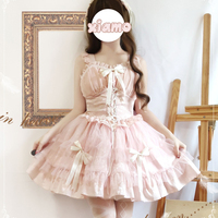 Love Overture Black Pink Bow Princess Strap Dress & Long Sleeve Dress - Thumbnail 6