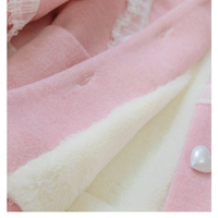 Neon Autumn Winter Sweet Soft Girl Lady Pastel Pink & White Short Faux Imitation Cashmere Coat Jacket - Thumbnail 6
