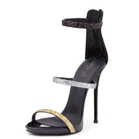 Popular Black and Gold,Sliver High Heels - Thumbnail 2