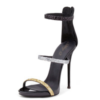 Popular Black and Gold,Sliver High Heels - Thumbnail 4