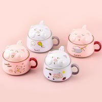 Kawaii Pig Ramen Ceramic Bowl With Chopsticks Lid Spoon - Thumbnail 1