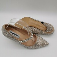 Women's Suede Closed Toe With Beading Stiletto Heel High Heels - Thumbnail 3