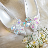 Women's Closed Toe With Crystal Stiletto Heel High Heels - Thumbnail 5