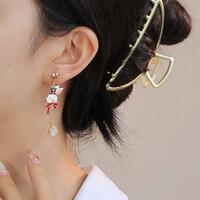 Cute Poker Bunny Rabbit Pearl Dangle Drop Earrings - Thumbnail 5