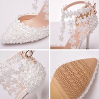 Women's PU Closed Toe With Flower Stiletto Heel Sandals - Thumbnail 3