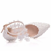 Women's PU Closed Toe With Flower Stiletto Heel Sandals - Thumbnail 2