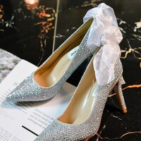 Women's PU Closed Toe With Bowknot Stiletto Heel High Heels - Thumbnail 2