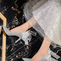 Women's PU Closed Toe With Bowknot Stiletto Heel High Heels - Thumbnail 1