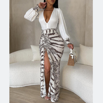 Fashion Sexy Long Sleeve Striped Dress