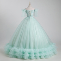 Cute Tulle Sequins Long Ball Gown, A-Line Tulle Sweet 16 Dress - Thumbnail 3