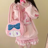 Pink Kawaii Crying Rabbit Emoji Cartoon Harajuku Streetwear E-girl Grunge Japanese Y2K Jacket Hoodie Long Sleeve Top - Thumbnail 7