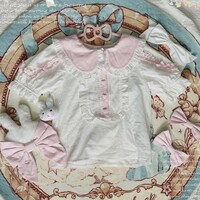 Princess of Heart Sweet Pastel Pink Rabbit Bunny Doll Bow Ruffled Japanese Girl Style Strap Dress & Shirt - Thumbnail 1