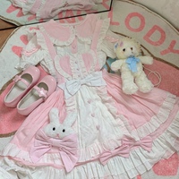 Princess of Heart Sweet Pastel Pink Rabbit Bunny Doll Bow Ruffled Japanese Girl Style Strap Dress & Shirt - Thumbnail 5