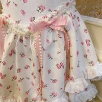 Vintage Coquette Rose Princess Bow Heart Flower White Pink Spring Summer Women Girl Strap Dress - Thumbnail 9