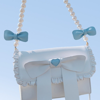 Cute Pearl Chain Bow Bowknot Red Blue White Messenger Bag - Thumbnail 1