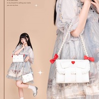 Cute Pearl Chain Bow Bowknot Red Blue White Messenger Bag - Thumbnail 4