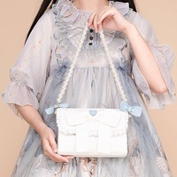 Cute Pearl Chain Bow Bowknot Red Blue White Messenger Bag - Thumbnail 5