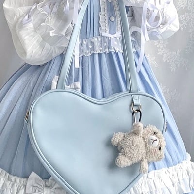 Cute milk tea heart love messenger shoulder bag