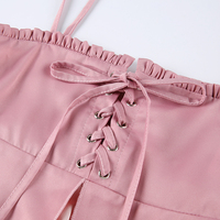 Pink Ruffle 2 Layer Satin Tank Top - Thumbnail 7