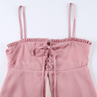Pink Ruffle 2 Layer Satin Tank Top - Thumbnail 8
