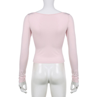 Sweet Lace Up Slash Neck Long Sleeve Shirt - Thumbnail 7