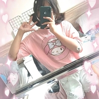 Japanese Anime Rabbit Print Short Sleeve T-shirt  - Thumbnail 4