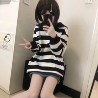 Japanese Anime Collar Stripe Long Sleeve Shirt - Thumbnail 2