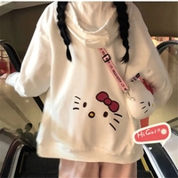 White Kitty Cat Anime Japanese Hoodie  - Thumbnail 2