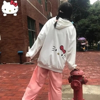 White Kitty Cat Anime Japanese Hoodie  - Thumbnail 1