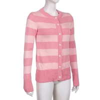 Pink Stripe Button Down Long Sleeve Cardigan - Thumbnail 5