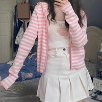 Pink Stripe Thin Zipper Jacket - Thumbnail 2