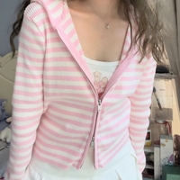 Pink Stripe Thin Zipper Jacket - Thumbnail 3