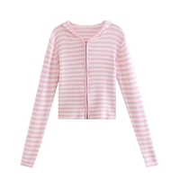 Pink Stripe Thin Zipper Jacket - Thumbnail 7