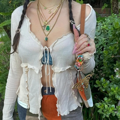 Frill tie up long sleeve cardigan  - Thumbnail 2