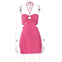 Pink Cut Out Halter Backless Dress  - Thumbnail 3