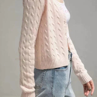Pink Cable Knit Button Up Cardigan - Thumbnail 2