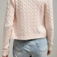 Pink Cable Knit Button Up Cardigan - Thumbnail 3
