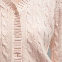 Pink Cable Knit Button Up Cardigan - Thumbnail 5