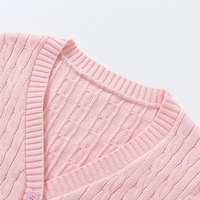 Pink Cable Knit Button Up Cardigan - Thumbnail 6