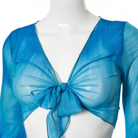 2PCS Tie Dye V Neck Mesh Top + Mini Skirt  - Thumbnail 7