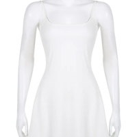 White Spaghetti Strap Mini Dress - Thumbnail 6