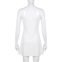 White Spaghetti Strap Mini Dress - Thumbnail 7