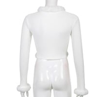 Fur Faux Trim Tie Up Long Sleeve Cardigan  - Thumbnail 8