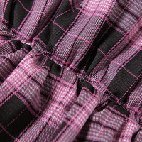 Pink Plaid Pleated Lace Mini Skirt - Thumbnail 8