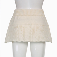 White Knit Twist Mini Skirt - Thumbnail 6